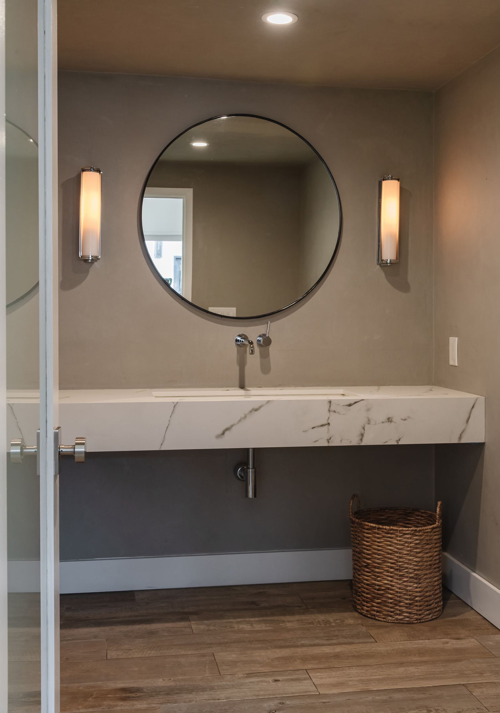 Bathroom vanity with marble counter
