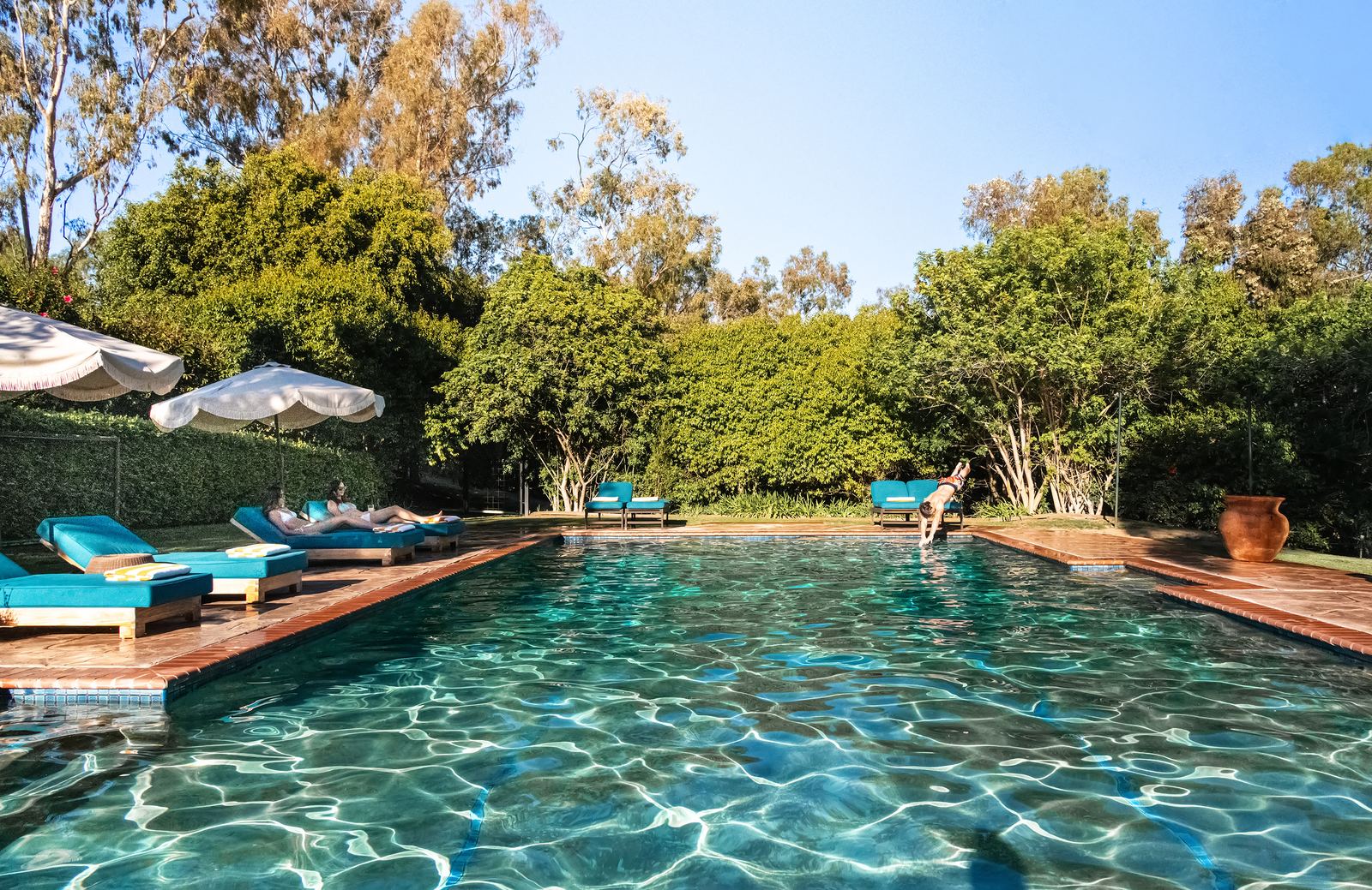 Pool with loungers